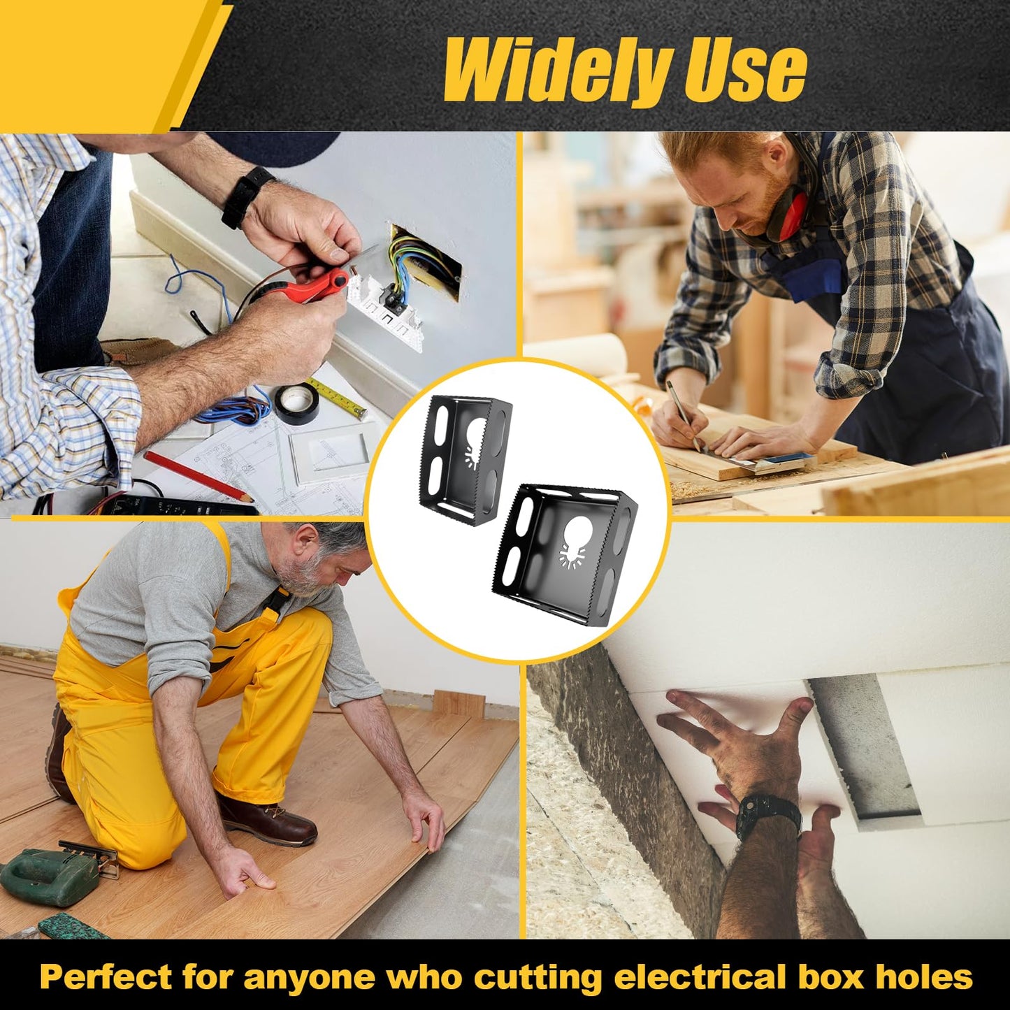 Square Slot Cutter Compatible for Dewalt 20V & Milwukee M18 Oscillating Multi-Tool to Cut-in Single Gang Wall Gang Electrical Boxes,Outlet Cutter for Drywall,Efficient Cutting Tool,1 Pcs square-shaped