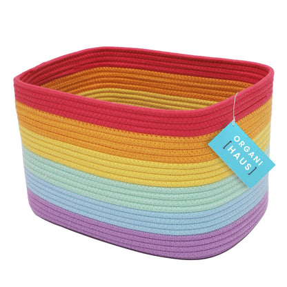 Light Honey Cotton Rope Baskets for Shelves, Set of 3 - 15"×10"×9½" - Woven Storage Baskets for Organizing - Closet, Nursery, Bedroom, Playroom - Toys, Books, Towels, Clothes