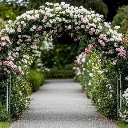 RUBFAC 7.8ft Garden Arch Trellis for Climbing Plants Outdoor, Metal Arch Frame Garden Arbors and Arches, Outdoor Archway for Flower Vines Wedding Bridal Party Decoration, Black