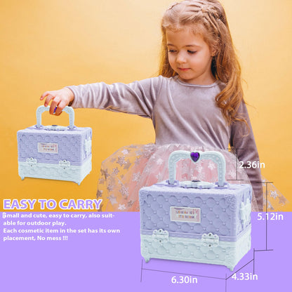Kids Makeup Kit for Girl - 52 PCS Safe and Washable Makeup for Kids, Real Girls Makeup Kit, Toddler Makeup Kit with Cosmetic Case, Girls Toys Age 4-12, Princess Toys Birthday Gifts for Girls