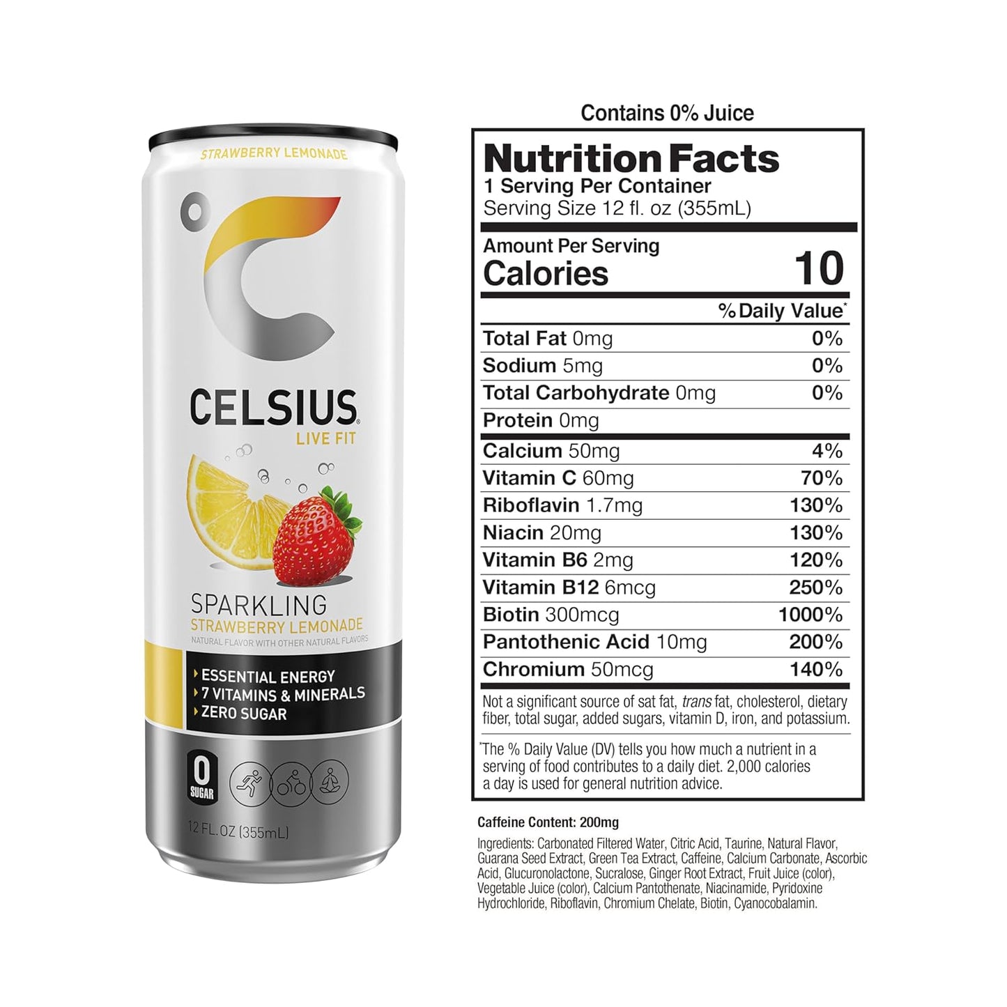 CELSIUS Sparkling Orange, Sugar Free Energy Drink, 12 Fl Oz (Pack of 12)