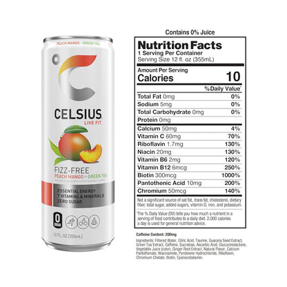 CELSIUS Sparkling Orange, Sugar Free Energy Drink, 12 Fl Oz (Pack of 12)