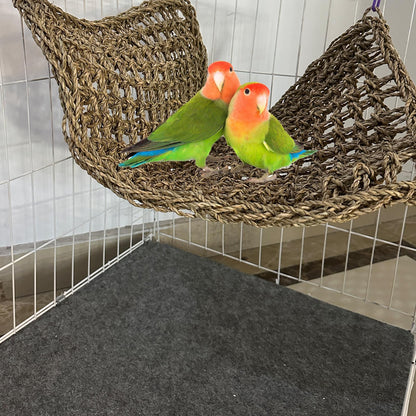 Bird Seagrass Mat 30 x 7 Inch Parrot Natural Seagrass Woven Net Hammock Parakeet Climbing Rope Ladder Mat Chew Toys Cage Accessories for Pigeon Macaw Cockatiel Conure Cockatoo Rat Bearded Dragon