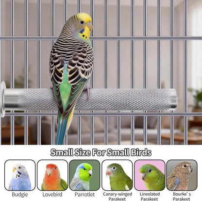 AOTU Large Bird Perch Stainless Steel Parrot Perches Bird Stand for Cage Durable Beak & Claw Trimming Grinding Perch for Birds Parrot Cage Accessory (L: 11.8" x 1.2")