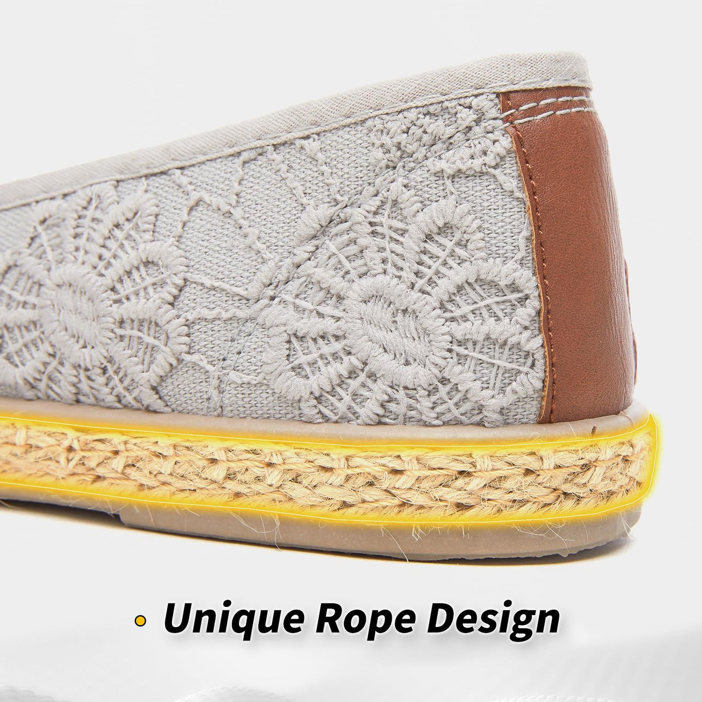 BABUDOG Women's Flats with Flower Embroideried,White Lace Ballet Flats,Comfortable Dress Flats