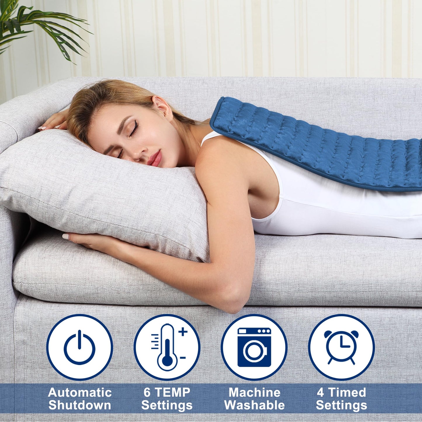 Electric Heating pad with 6 Heat Settings, Auto Shut Off, Dry Electric Heating for Back Neck Knee Arms Legs Shoulder Heat Pads for Christmas Birthday Father Mother's Day (24"X12", Gray Green)