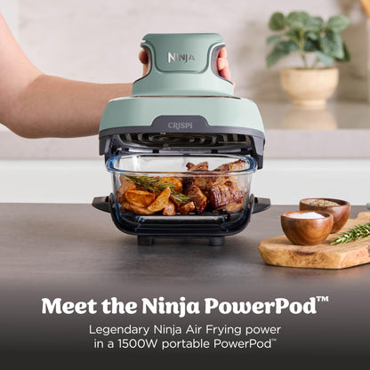Ninja Crispi 4 in 1 Glass Air Fryer, 450°F, Non Toxic, 4QT and 6 Cup Containers with Lids, Dishwasher Safe, Cyberspace Gray, 1 Count, FN101GY