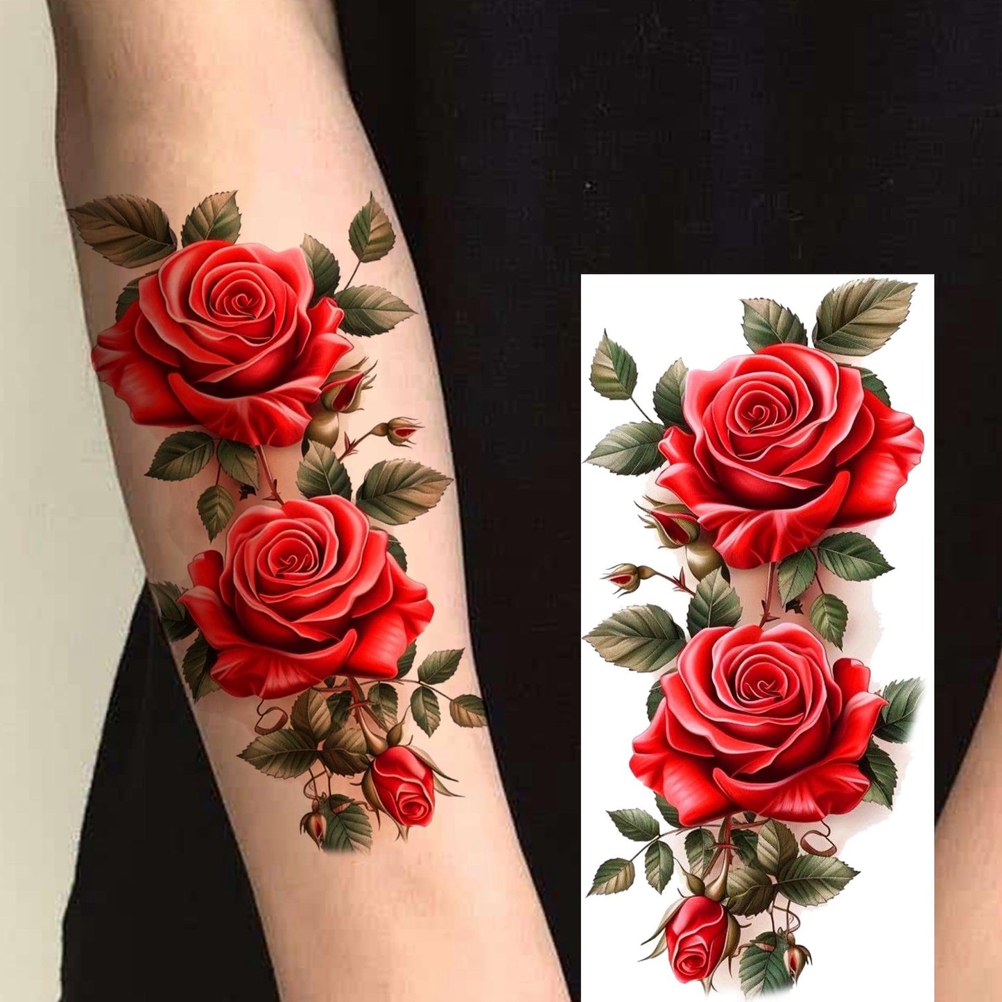 12 Sheets Beautiful Butterfly Flowers Temporary Tattoos For Women Feet Hands Body Art, Realistic Rose Peony Floral Fake Tattoo Sticker For Legs Ankle, Waterproof Lily Dreamcatcher Temp Tatoos Decals