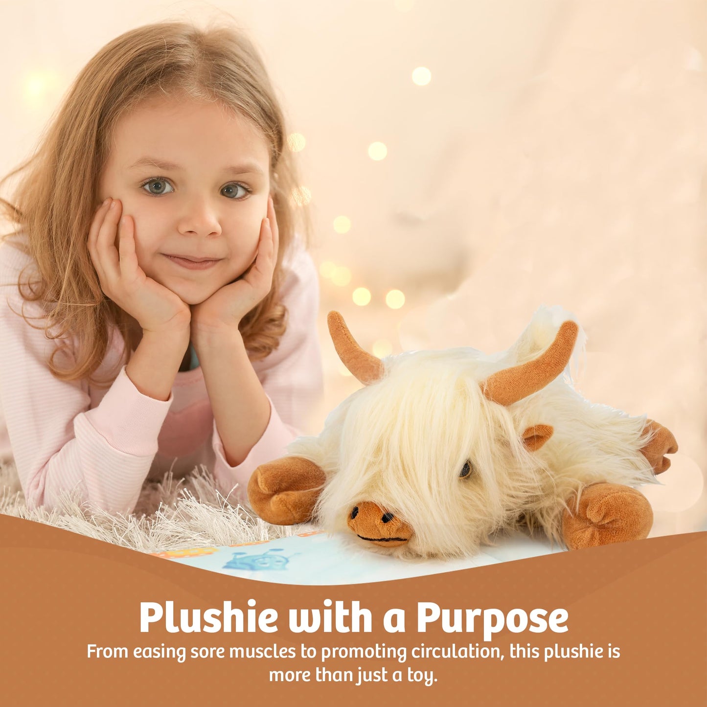 Marysun Microwavable Highland Cow Stuffed Animal - Weighted Stuffed Animal Plush, Heating Pad, Cozy Gift for Girls|Women|Kids|Elderly People, 9.8in, 1.65lb