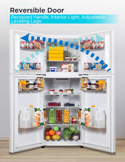 BLACK+DECKER 16.4 Cu. Ft. Top Mount Refrigerator with Freezer, 2 Door Refrigerator with Top Freezer and Separate Temperature Controls, Auto Defrost, BR1640KW, White