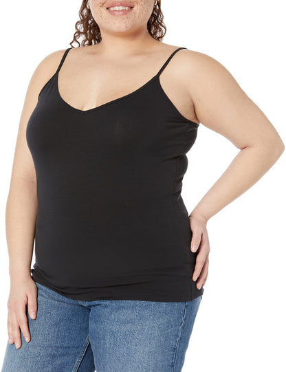 Amazon Essentials Women's Slim-Fit V-Neck Cami, Pack of 4