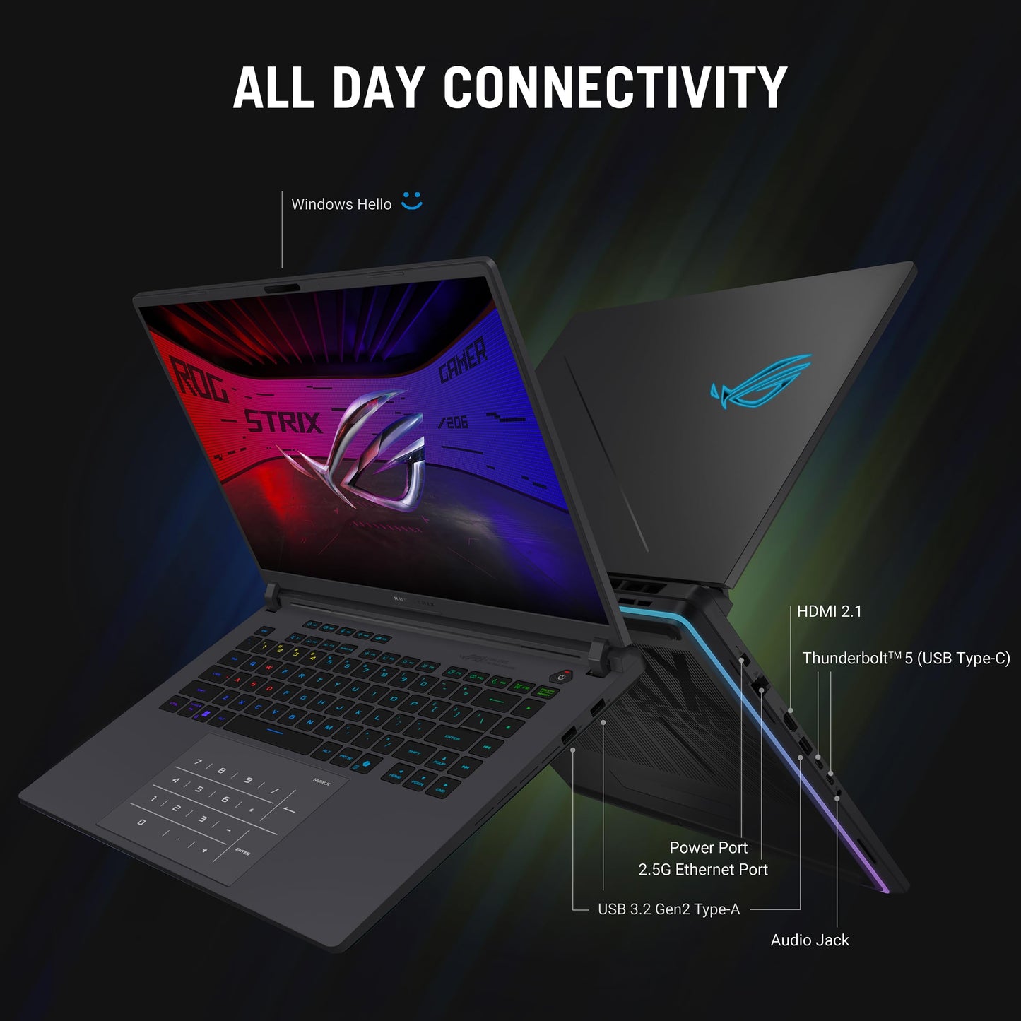 ASUS ROG Strix G16 (2025) Gaming Laptop, 16” FHD+ 16:10 165Hz/3ms, NVIDIA® GeForce RTX™ 5060, Intel® Core™ i7 Processor 14650HX, 16GB DDR5, 1TB Gen 4 SSD, Wi-Fi 7, Windows 11 Home, G615JMR-AS74