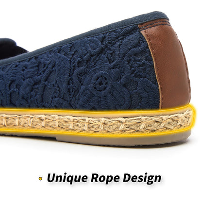 BABUDOG Women's Flats with Flower Embroideried,White Lace Ballet Flats,Comfortable Dress Flats