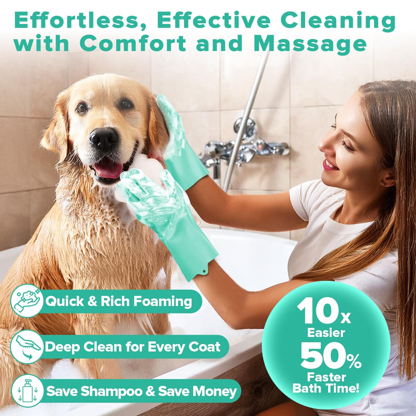 6PCS Grooming & Bath Supplies for Dogs, Cats | Dog Washing Gloves | Dog Bath Brush | Dog Shower Brush | Pet Grooming Gloves | Dog Grooming kit | Pet Supplies for Showerhead & Sprayer (Navy Blue)