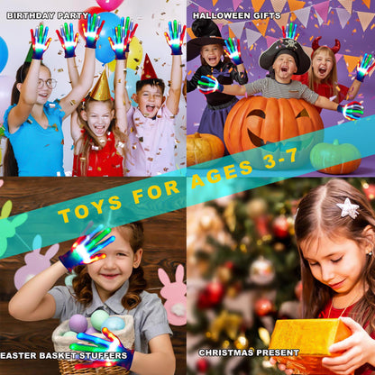 Toys for Ages 8-13 LED Gloves Toys for Boys Age 8-10 Light Up Gloves, Light Up for Kids Birthday Easter Gift Cool Fun Toys for 8-13 Year Old