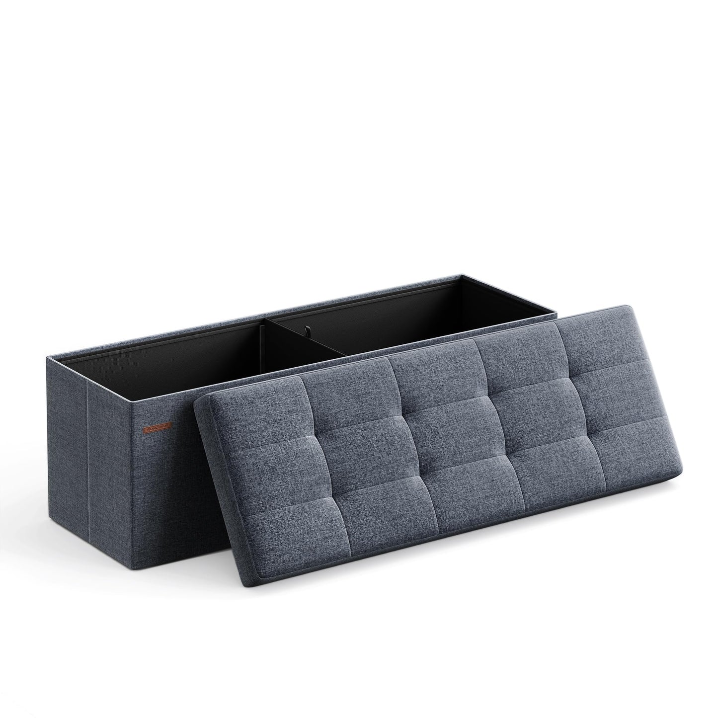 SONGMICS MAZIE Collection - 30 Inches Folding Storage Ottoman Bench, Ottoman Foot Rest, End of Bed Bench, Storage Chest, Load 660 lb, for Living Room, Bedroom, Entryway, Dark Gray ULSF47K