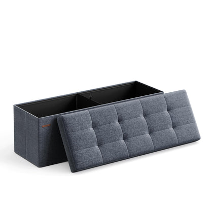 SONGMICS MAZIE Collection - 30 Inches Folding Storage Ottoman Bench, Ottoman Foot Rest, End of Bed Bench, Storage Chest, Load 660 lb, for Living Room, Bedroom, Entryway, Dark Gray ULSF47K