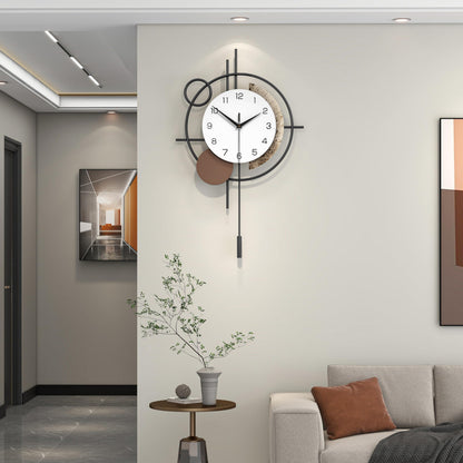 Wall Clock Decorative Large Modern Wall Clock Silent Non-Ticking Battery Operated Gold Unique Pendulum Clock for Living Room,Bedroom,Office,Kitchen,Bathroom,Wall Decor 13.8x21.9in