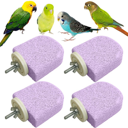 PINVNBY 4 PCS Bird Perch Stands Parrot Calcium Perch Beak Grinding Stone Foot Claws Trimmer Parakeet Platform Parrot Chewing Toys for Small Medium Cockatiel Conure Lovebird Finch