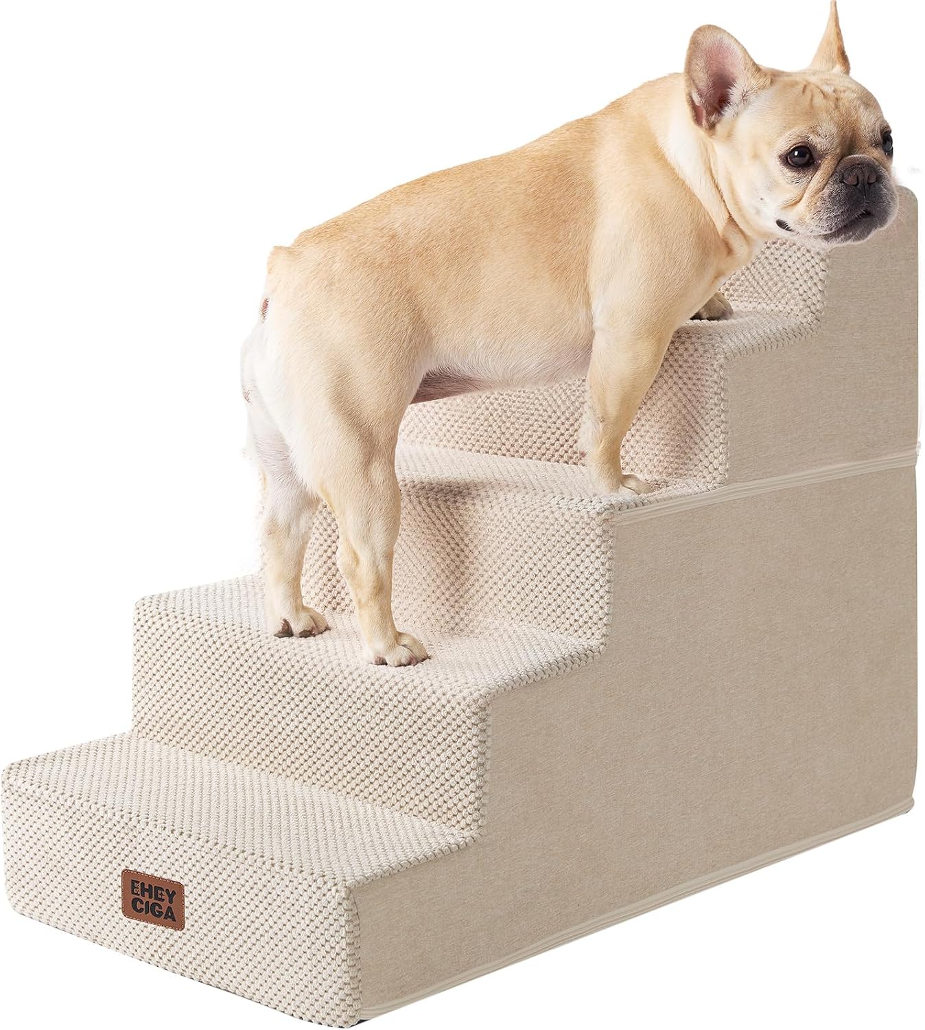 EHEYCIGA Dog Stairs for Small Dogs 13.5" H, 3-Step Dog Steps for Couch Sofa and Chair, Pet Steps for Medium Cats, Non-Slip Balanced Pet Ramp Indoor, Grey