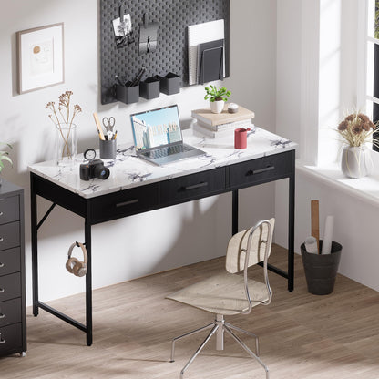 Pamray 32 Inch Small Computer Desk with 2 Drawers for Bedroom Study Writing Home Office Table for Small Spaces White