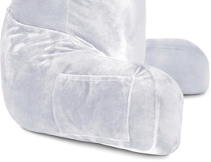Husband Pillow XXL The Original for Adults - 30" Tall Backrest for Sitting Up in Bed - Firm Support Reading & Bed Rest Pillows for Adults, Neck Roll, Removable Cover - TV - Dark Grey