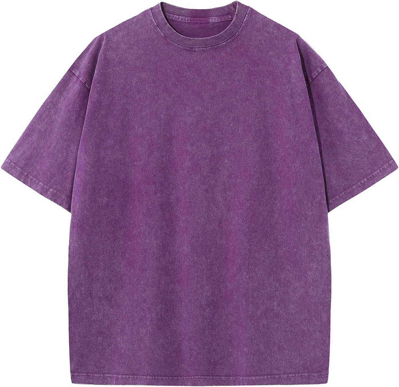 Men's Cotton T-Shirts Oversized Unisex Short Sleeves Casual Loose Wash Solid Basic Tee Tops