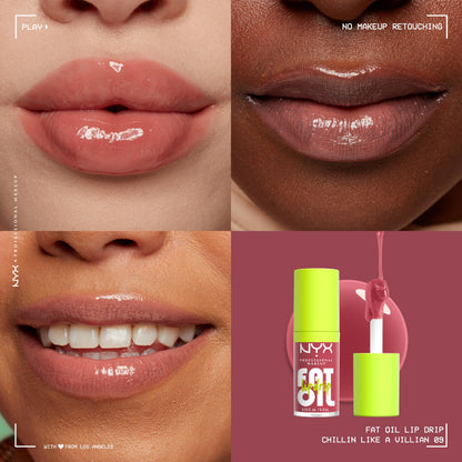 NYX PROFESSIONAL MAKEUP Fat Oil Lip Drip, Moisturizing Lip Oil Gloss, Vegan Tinted Formula, Up to 12 HR Hydration - Supermodel (Shimmering Magenta)