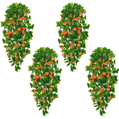 BLEUM CADE Fake Hanging Plants, 2pcs Artificial Pothos Vines Faux Plants Greenery for Wall Home Living Room Office Indoor Outdoor Decor (No Baskets)