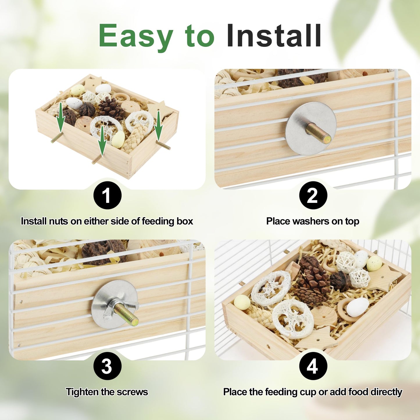 Bird Foraging Toys Box, Wooden Foraging and Shredding Toy for Birds, Bird Box for Mental Stimulation, Wood Colour