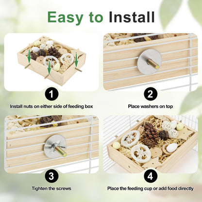 Bird Foraging Toys Box, Wooden Foraging and Shredding Toy for Birds, Bird Box for Mental Stimulation, Wood Colour