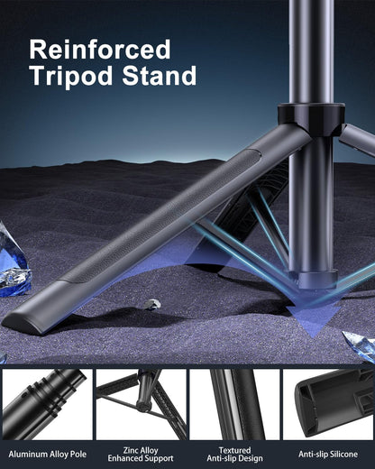 Vlogging Kit for iPhone/Android, 63”Auto Face Tracking Tripod for iPhone with Light, Wireless Microphones, Scrolling Remote Control for TikTok, Content Creator Kit for YouTube Starter
