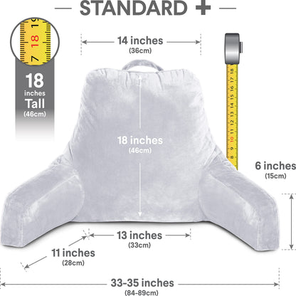 Husband Pillow XXL The Original for Adults - 30" Tall Backrest for Sitting Up in Bed - Firm Support Reading & Bed Rest Pillows for Adults, Neck Roll, Removable Cover - TV - Dark Grey