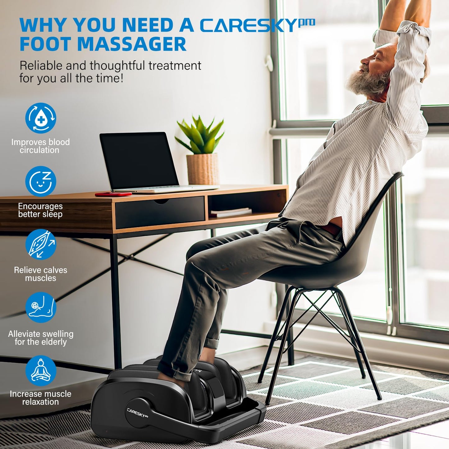 CARESKYpro HSA Eligible FSA Shiatsu Foot Massager with Heat for Neuropathy and Pain Relief, 3 Heat Therapy, 5 Intensity Deep Kneading, Rolling for Calf-Feet-Arm Relaxation, Plantar Fasciitis