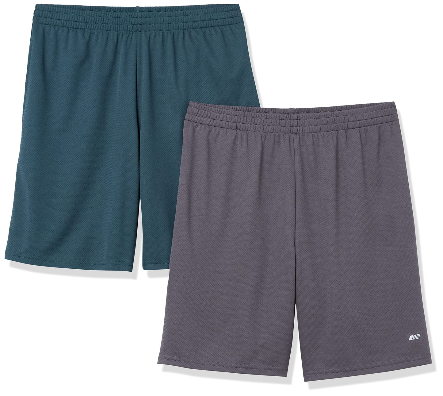 Amazon Essentials Men's Athletic Basketball Gym Shorts, Breathable Moisture Wicking Loose-Fit with Elastic Waist, Pack of 2