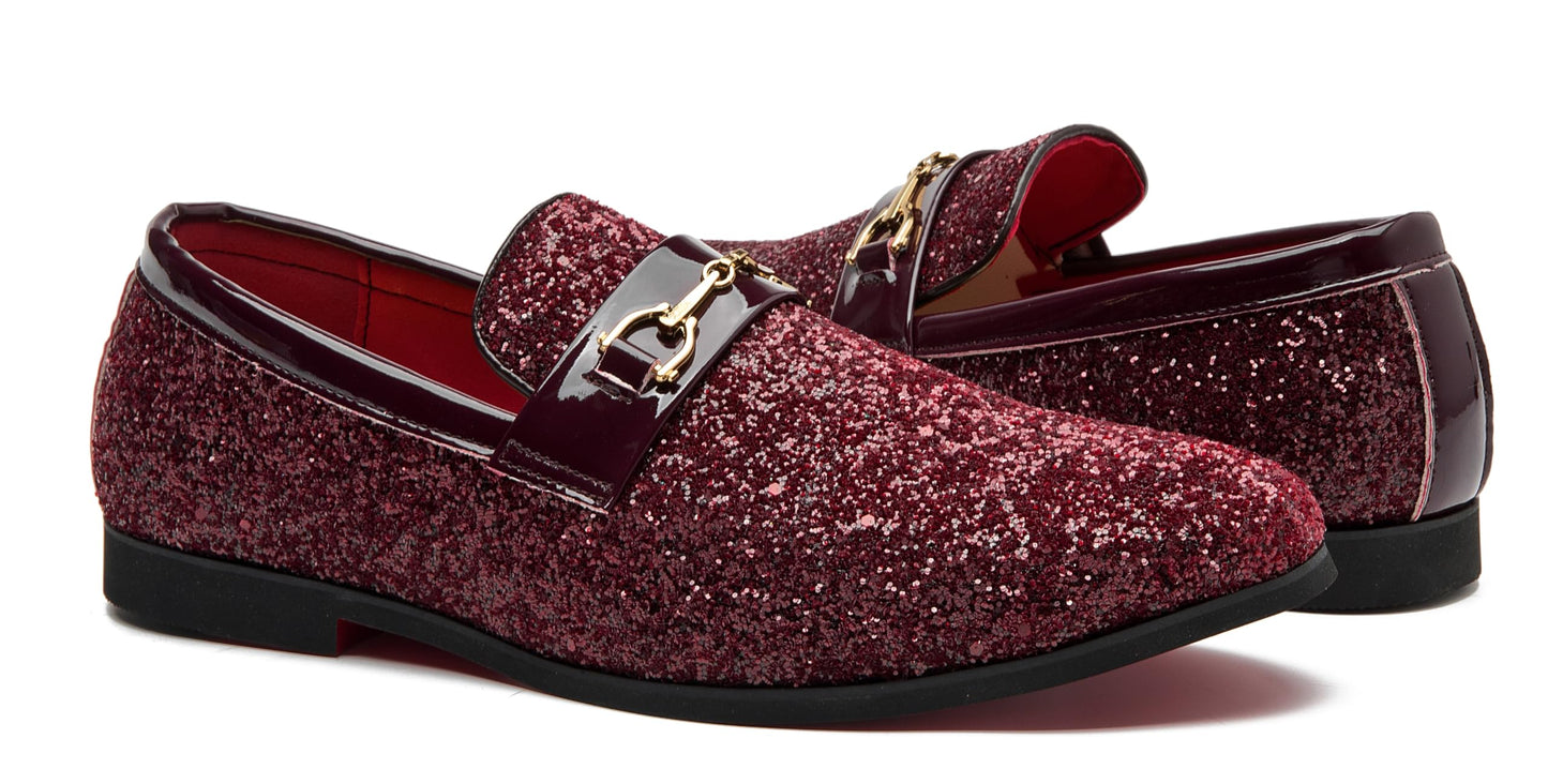 Men Loafer Metallic Textured Slip-on Glitter Sequins Fashion Wedding Dress Shoes Golden