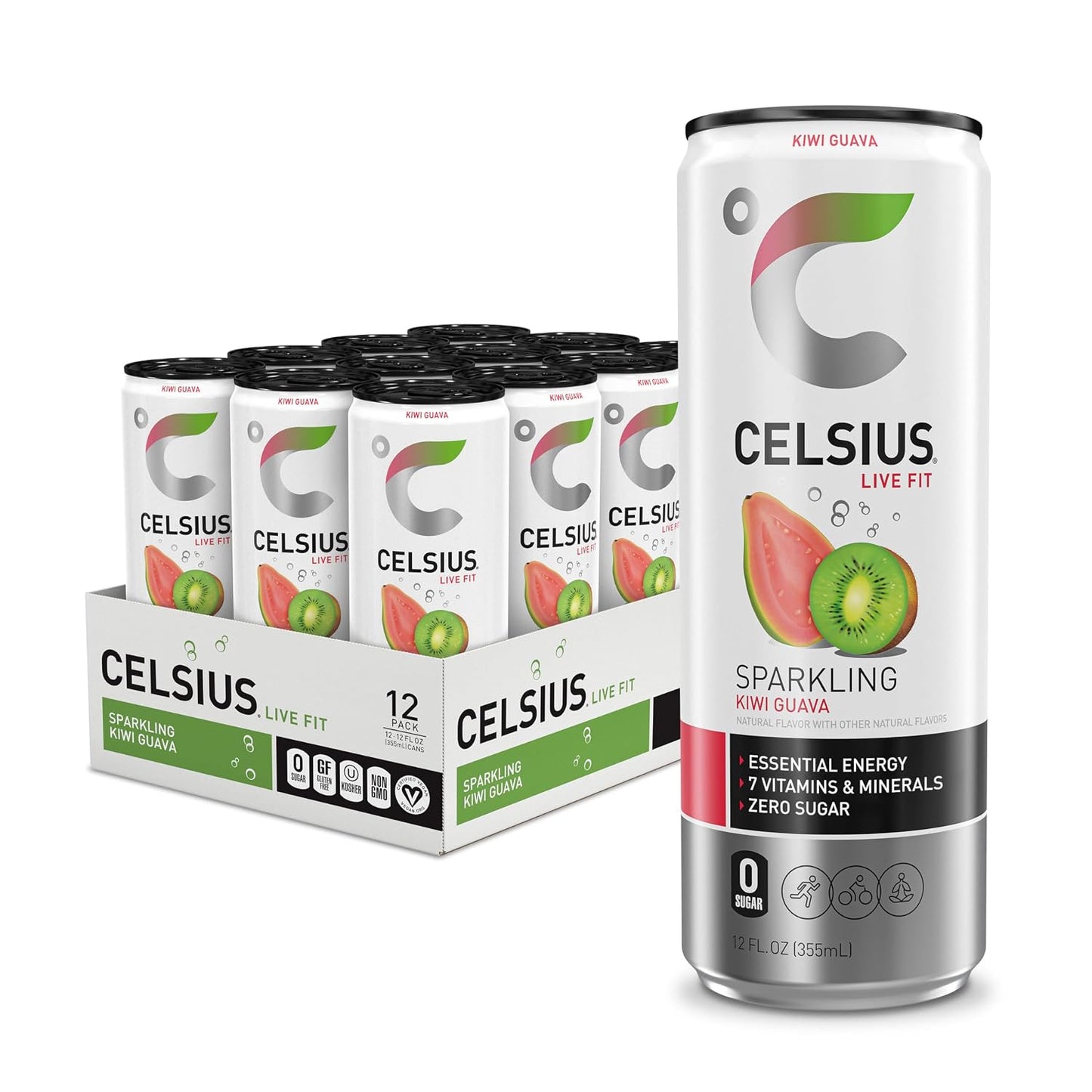 CELSIUS Sparkling Orange, Sugar Free Energy Drink, 12 Fl Oz (Pack of 12)