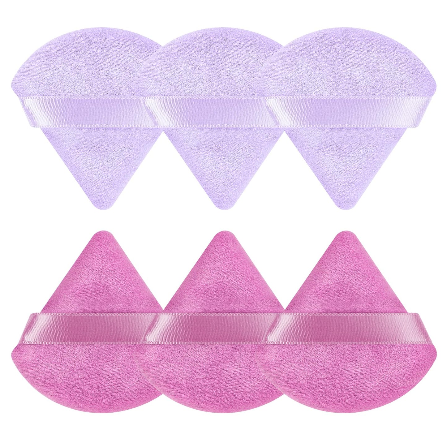 Pimoys 6 Pieces Powder Puff, Face Makeup Sponge Soft Velour Triangle Powder Puffs Beauty Sponge for Loose Powder (Black, Pink)