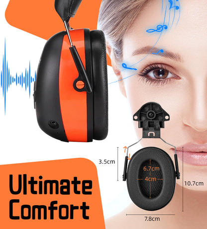 PROHEAR 037 Bluetooth 6.0 Hearing Protection Headphones with Rechargeable 1500mAh Battery, 30dB SNR Safety Noise Reduction Ear Muffs 120H Playtime for Mowing, Workshops, Snowblowing - Black