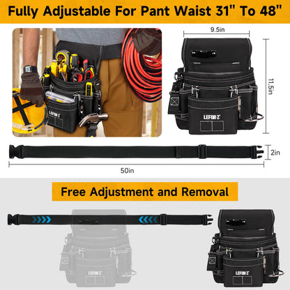 Tool Belt,Magnetic Tool Pouch,14-Pockets Tool Belts for Men,Detachable & Adjustable Tool Pouch belt for Electrician,Carpenter,Construction,Work Apron,Utility Belt,Black-Yellow