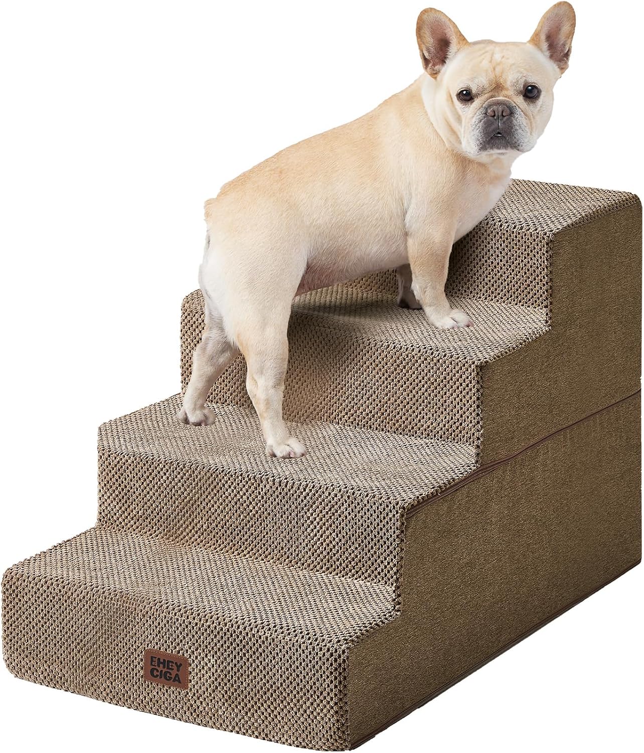 EHEYCIGA Dog Stairs for Small Dogs 13.5" H, 3-Step Dog Steps for Couch Sofa and Chair, Pet Steps for Medium Cats, Non-Slip Balanced Pet Ramp Indoor, Grey
