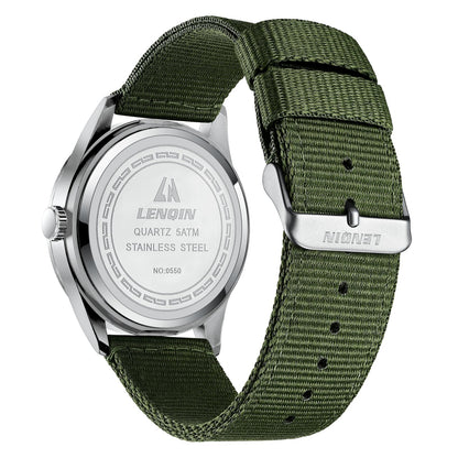 LN LENQIN Mens Watches Unisex Military Sport Nylon Strap Stylish Luminous Fashion Analog Quartz Watch for Men Waterproof Army Tactical Casual Wristwatch