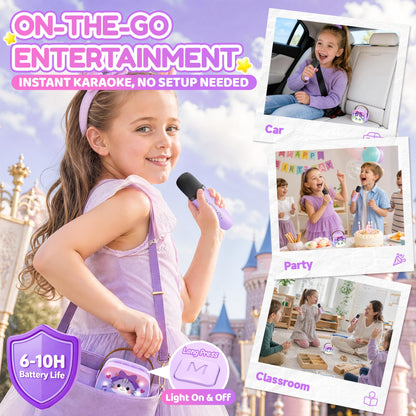 YLL Mini Karaoke Machine for Kids Adults, Portable Bluetooth Speaker with 2 Wireless Microphones, Trendy Birthday Gifts Toys for Girls Ages 3, 4, 5, 6, 7, 8, 9, 10+ Years Old Home Family Party (P-ink)