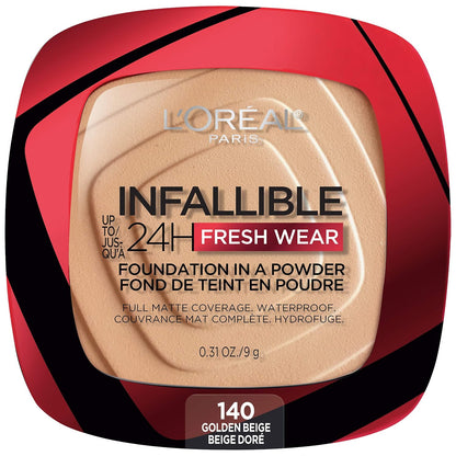 L'Oreal Paris Makeup Infallible Fresh Wear Foundation in a Powder, Up to 24H Wear, Waterproof, Vanilla, 0.31 oz. (Packaging May Vary)