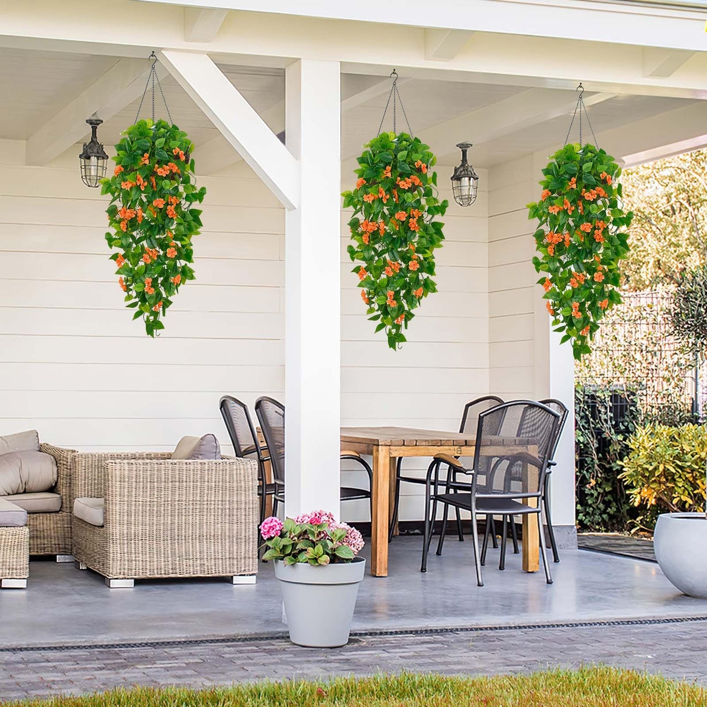 BLEUM CADE Fake Hanging Plants, 2pcs Artificial Pothos Vines Faux Plants Greenery for Wall Home Living Room Office Indoor Outdoor Decor (No Baskets)