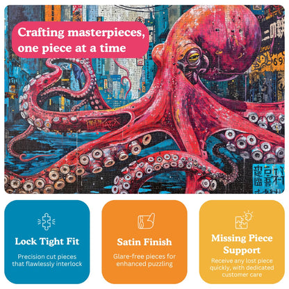 Cross & Glory | Jigsaw Puzzles 1000 Pieces for Adults | Deep Blue Octopus Odyssey | Ocean Octopus Puzzles for Adults | Challenging Brain Teaser Ocean Puzzle | 20 x 27 Inches