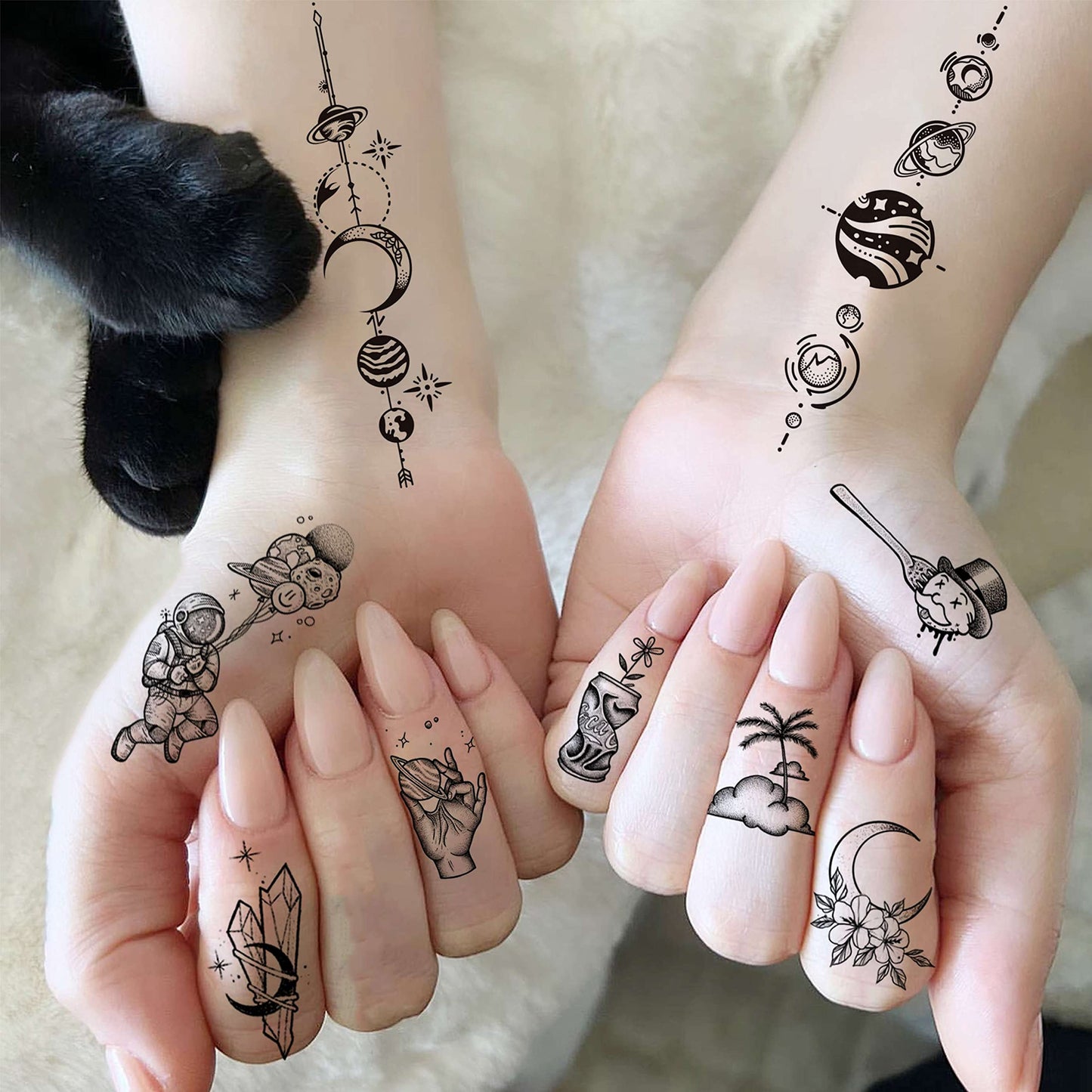12 Sheets Beautiful Butterfly Flowers Temporary Tattoos For Women Feet Hands Body Art, Realistic Rose Peony Floral Fake Tattoo Sticker For Legs Ankle, Waterproof Lily Dreamcatcher Temp Tatoos Decals
