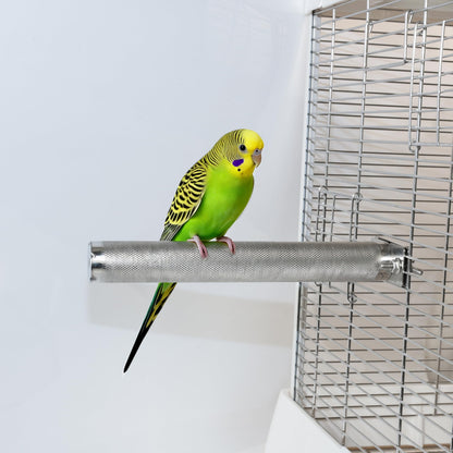 AOTU Large Bird Perch Stainless Steel Parrot Perches Bird Stand for Cage Durable Beak & Claw Trimming Grinding Perch for Birds Parrot Cage Accessory (L: 11.8" x 1.2")