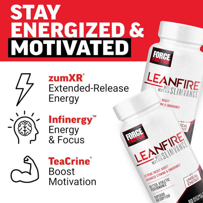 Force Factor LeanFire with Next-Gen SLIMVANCE Advanced Thermogenic Fat Burner for Weight Loss with B Vitamins and Capsimax to Boost Metabolism, Increase Energy, and Enhance Focus, 60 Capsules