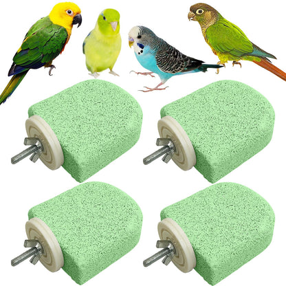 PINVNBY 4 PCS Bird Perch Stands Parrot Calcium Perch Beak Grinding Stone Foot Claws Trimmer Parakeet Platform Parrot Chewing Toys for Small Medium Cockatiel Conure Lovebird Finch